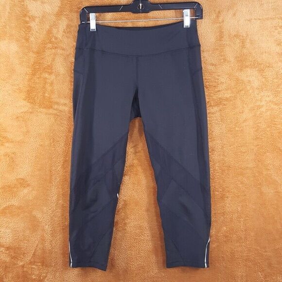 ZELLA Womens Leggings Small Black Crop Pull On Mesh Insert Stretch Workout Gym - Picture 1 of 6